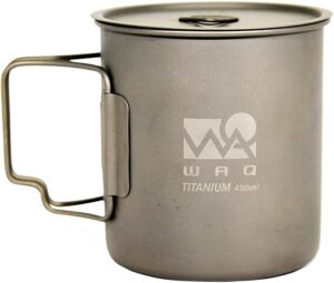 WAQ チタンマグカップ 450ml (蓋付き)