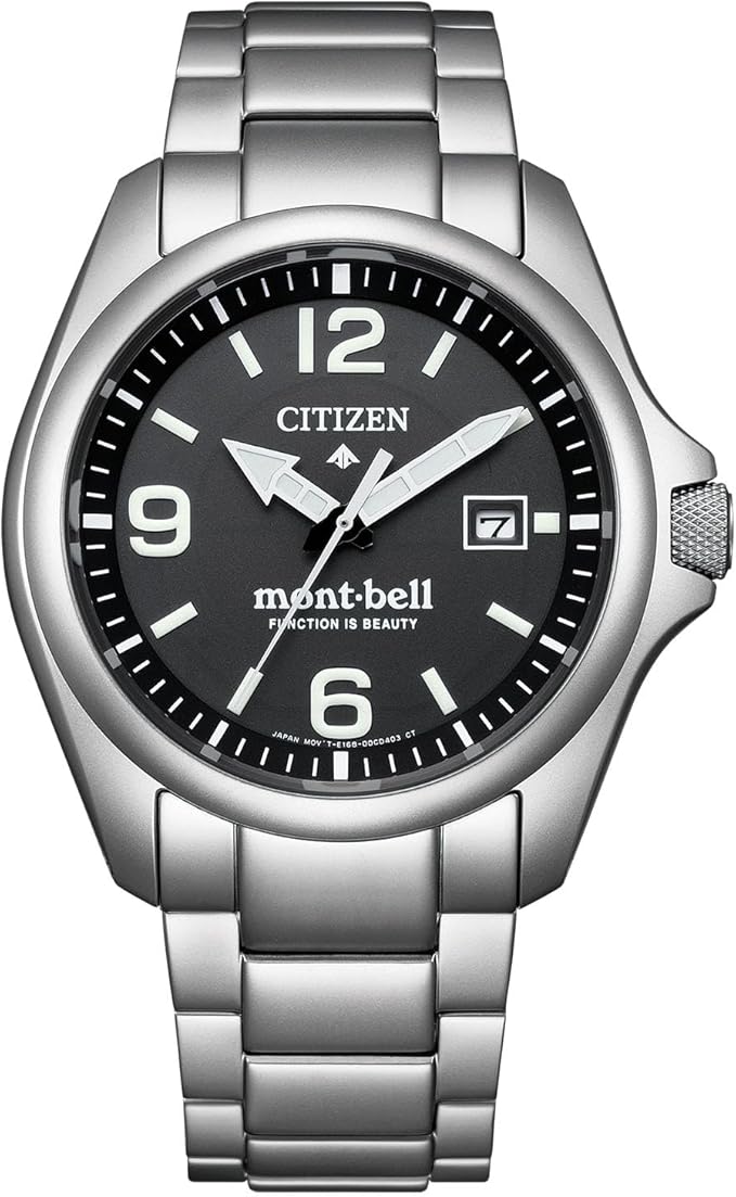 [Citizen] 腕時計 プロマスター 限定モデル PROMASTER×mont-bell 20気圧 防水 限定BOX付 光発電エコ・ドライブ アウトドア アナログ 見やすい 秒針 日付 ソーラー 黒 BN0247-52E メンズ シルバー