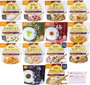 【Amazon.co.jp限定】 尾西食品 アルファ米14種類全部セット うるち米 計量カップ付き (非常食・保存食)