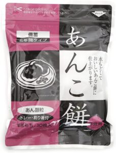 東京コロニー 長期保存食【賞味期限5年】 即席乾燥餅《水に3分浸すと食べられる》 あんこ餅