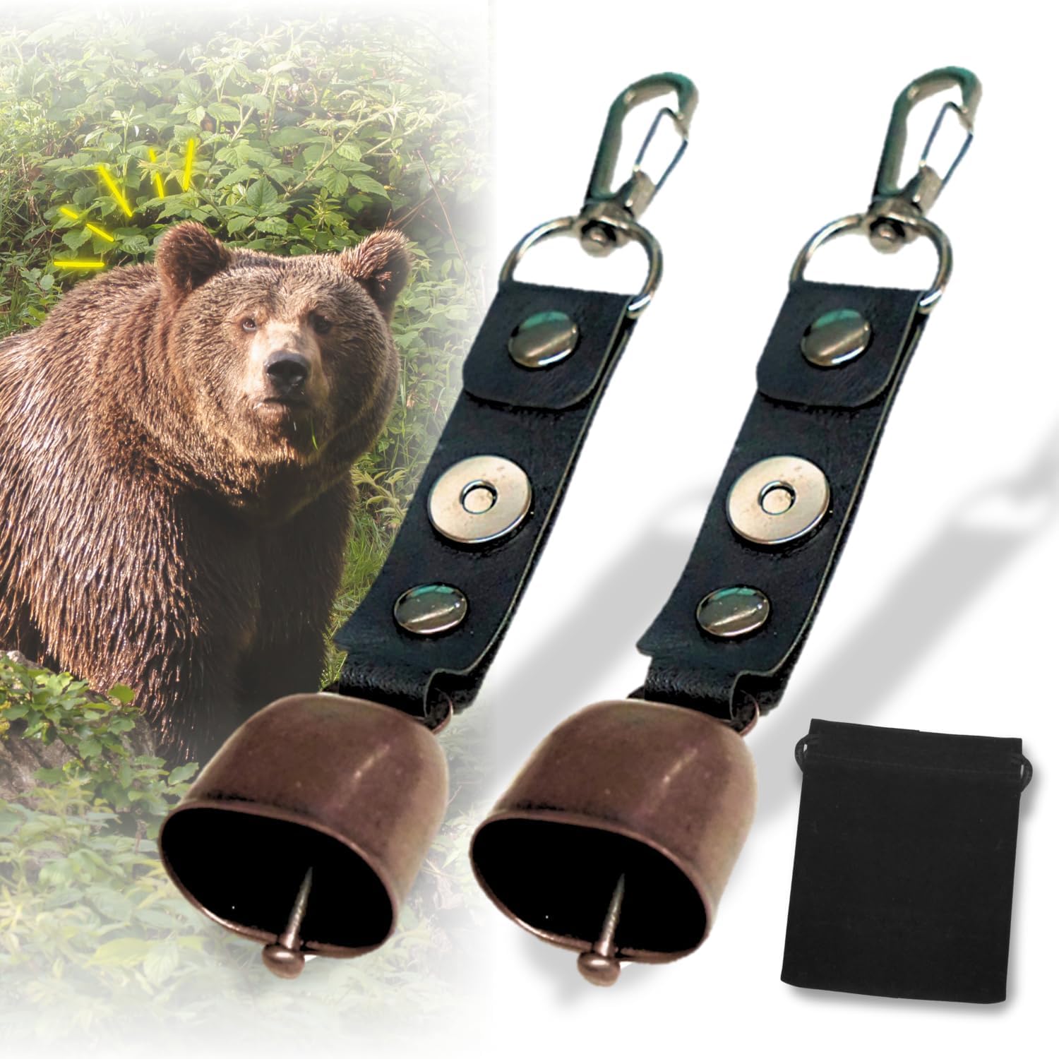 熊鈴 熊よけ鈴 消音機能付き 収納袋付