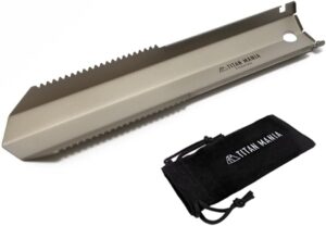 TITAN MANIA(チタンマニア) スコップ チタン製 軽量 頑丈 小型 携帯 スリム ミニ スリム シャベル ハンドスコップ こて アウトドア 便利 防災 収納袋付き キャンプ用品