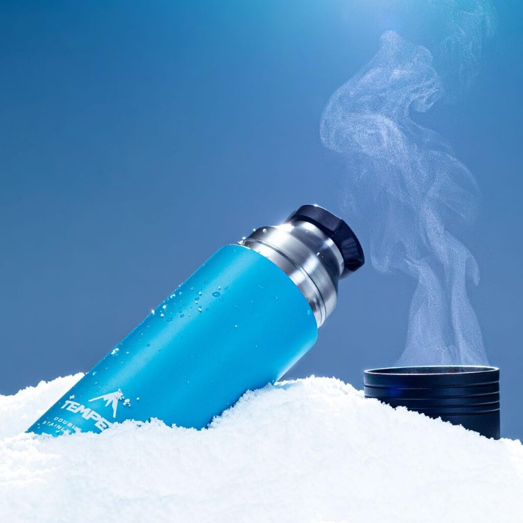 アトラス 水筒 530ml 超保温ボトル 真空断熱 ステンレス ボトル 保温保冷 キャンプ アウトドア 登山 スポーツドリンク対応 白湯 テンピーク ブラック ATPB-530BK