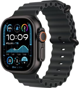 Apple Watch Ultra 2(GPS + Cellularモデル)- 49mmブラックチタニウムケースとブラックオーシャンバンド - 先進的なディスプレイ、睡眠時無呼吸の通知、高速な充電、Suica対応、スマートウォッチ、スポーツウォッチ