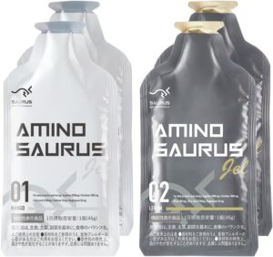 AMINO SAURUS GEL(アミノサウルス ジェル) アルギニン2000mg シトルリン1000mg クエン酸2700mg マグネシウム50mg カフェイン75mg レモン味 マンゴー味 2種各2合計4個入り 国産 機能性表示食品