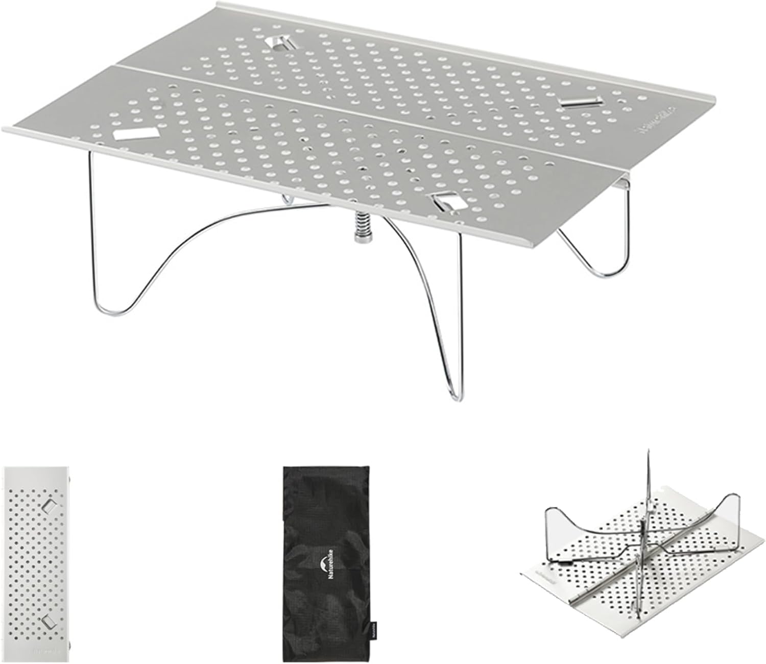 Naturehike キャンプテーブル 300g超軽量 30kg耐荷重 一体式で簡単設営 X型頑丈な構造 折り畳み コンパクト お手入れ簡単 携帯便利 耐熱 安定性 アルミ おしゃれ リュックに収納 ソロキャンプ 登山 徒歩 ピックニック ローテーブル ミニテーブル アウトドアテーブル (銀色)