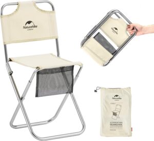 Naturehike直営店 折りたたみ椅子 アウトドアチェア キャンプ椅子 超軽量 コンパクト 背もたれ付き 耐荷重75kg 収納バッグ付 ミニ 登山 イス ピクニック ハイキング バーベキュー ベージュ