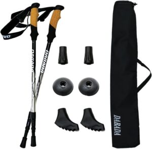 DABADA（ダバダ） SG承認品 軽量アルミ製 トレッキングポール 2本セット Amazon限定キット付 アンチショック機能付 【軽量220g コンパクト最少56.5cm】