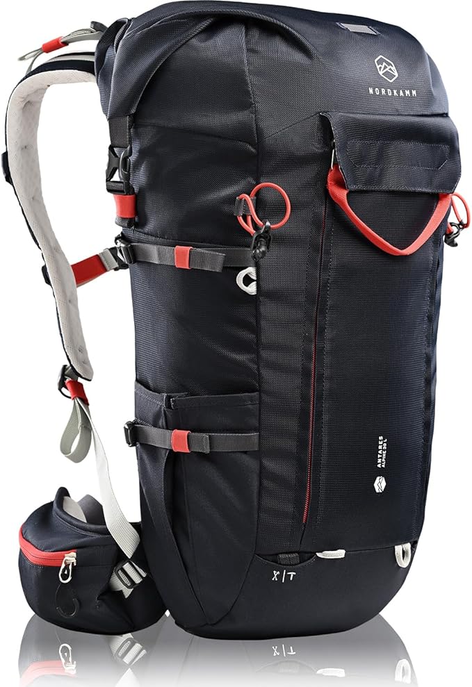 [NORDKAMM] 【ドイツで年間7000個販売】 登山バックパック 30L レインカバー ヘルメットホルダー付き 防水 耐水圧2000mm 軽量 大容量 防災 災害用 旅行 アウトドア キャンプ ザック リュック バッグ