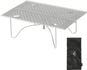 Naturehike 折り畳みテーブル ミニ 300g超軽量 耐荷重30kg 携帯便利 X型安定構造 組み立て不要 登山 ツーリング コンパクト 汚れに強い 耐高温 防水 耐久性 小さい アルミ合金 アウトドアテーブル キャンプ用 川遊び 室内用 ハイキング 旅行 収納袋付き (シルバー, Mini)