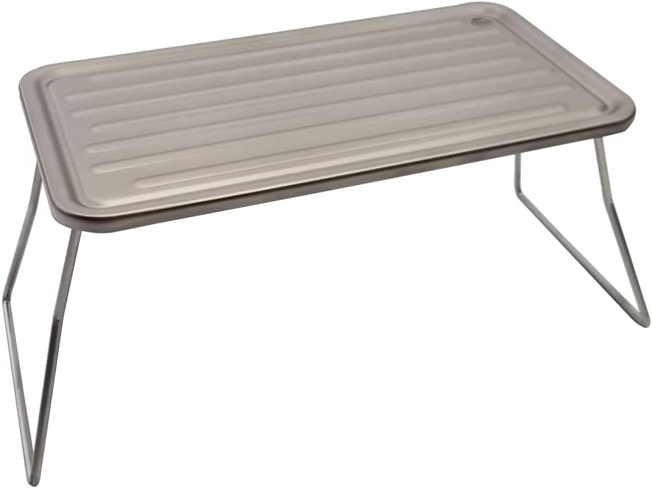 TITAN MANIA(チタンマニア) テーブル チタン製 ローテーブル 軽量 頑丈 折り畳み サブ サイド 五徳 メッシュ グリルスタンド ソロキャンプ BBQ アウトドア キャンプ用品 収納袋付き