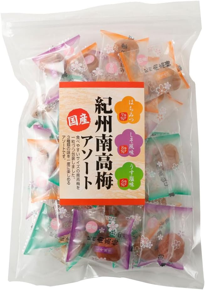 芝田商店 紀州南高梅 個包装 30個入 220g アソート 3種 (はちみつ しそ うす塩) 塩分補給 熱中症対策 梅干し 国産