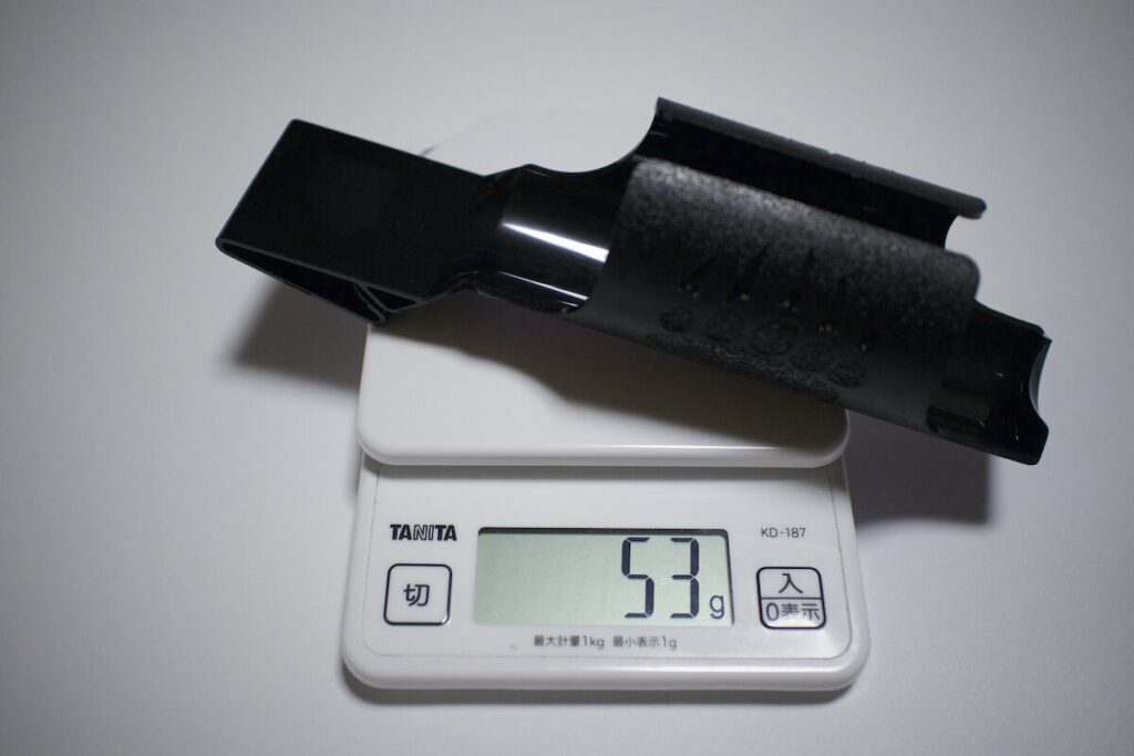 ホルスター単体の実測重量は53g。